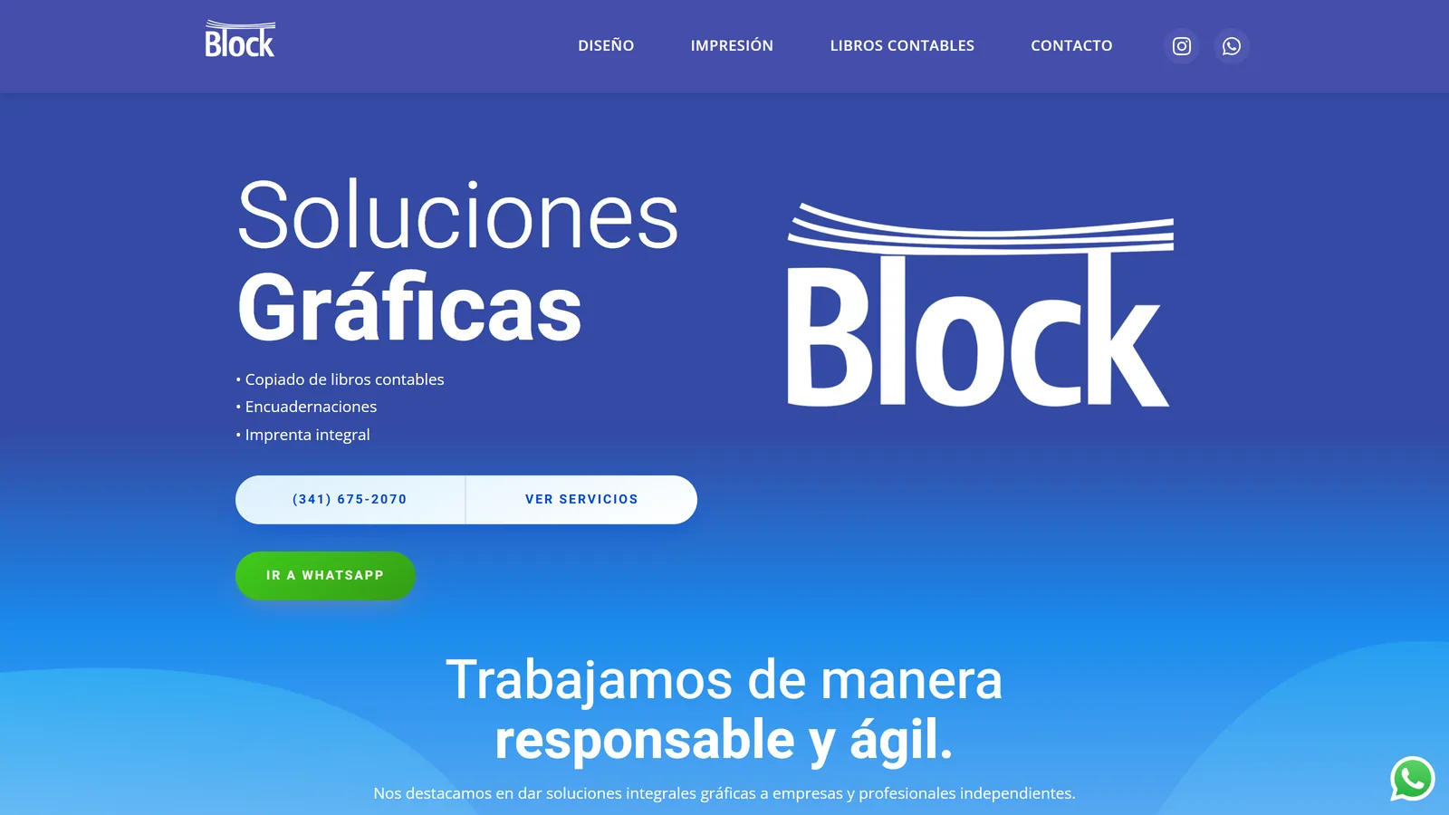 Captura del sitio de Block Impresos