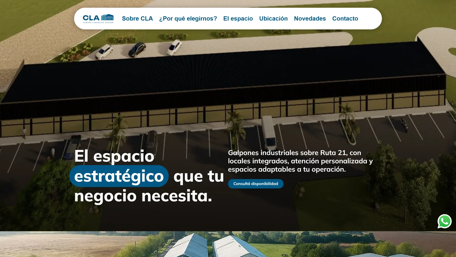 Captura del sitio de Centro Logístico Alvear