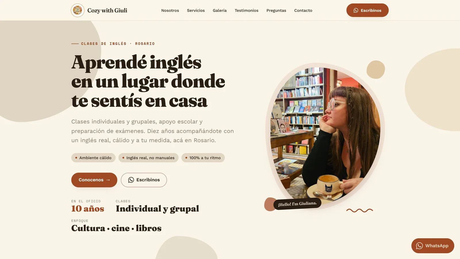 Captura del sitio de Cozy with Giuli