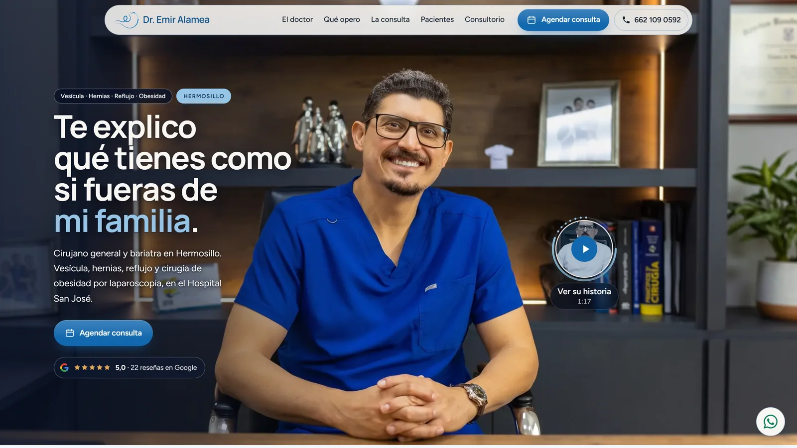 Captura del sitio de Dr. Emir Alamea