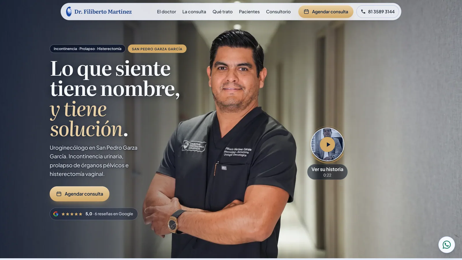 Captura del sitio de Dr. Filiberto Martínez