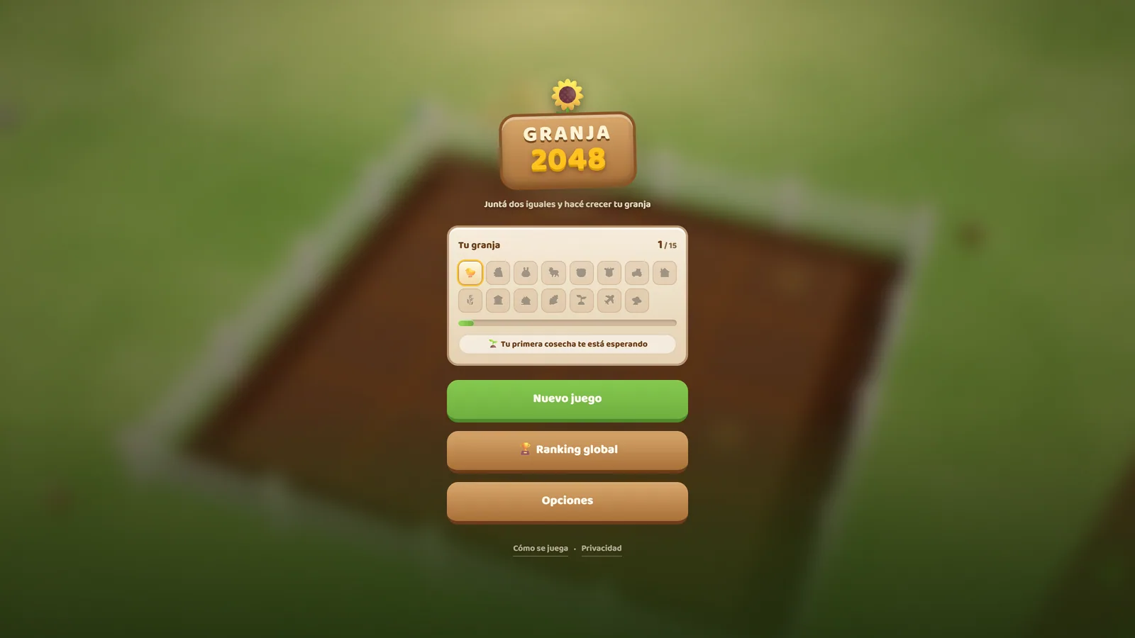 Captura del sitio de Granja 2048