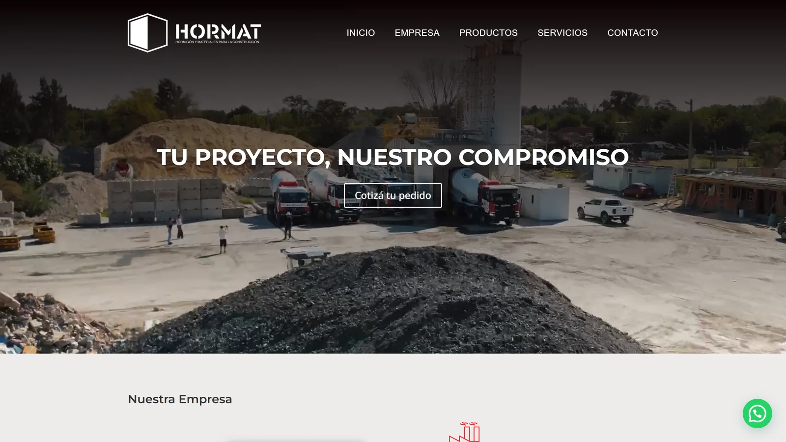 Captura del sitio de Hormat