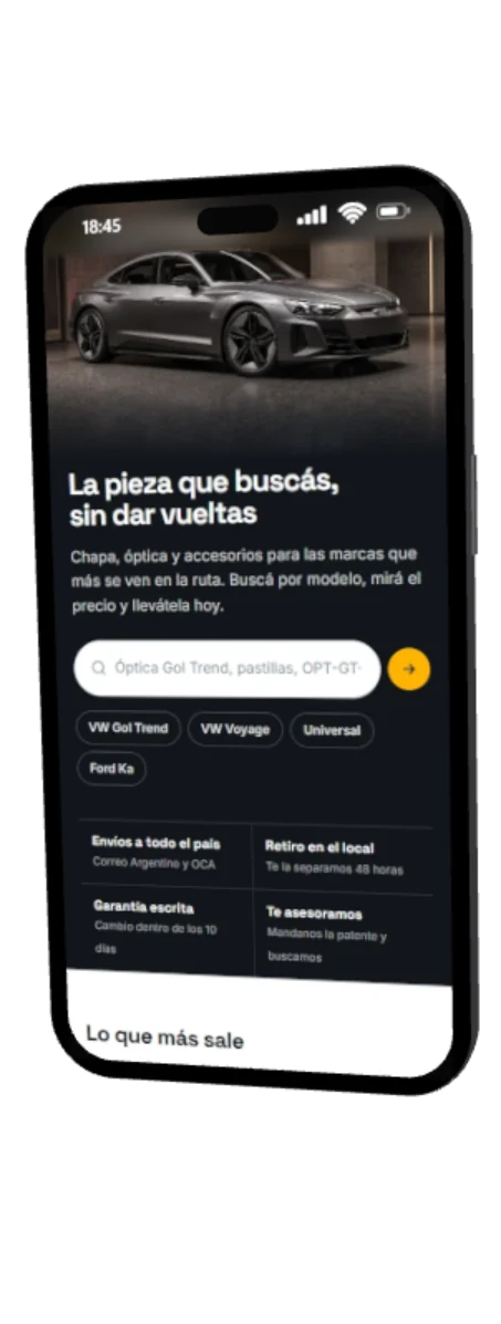 La web de Autopartes El Cruce en el celular