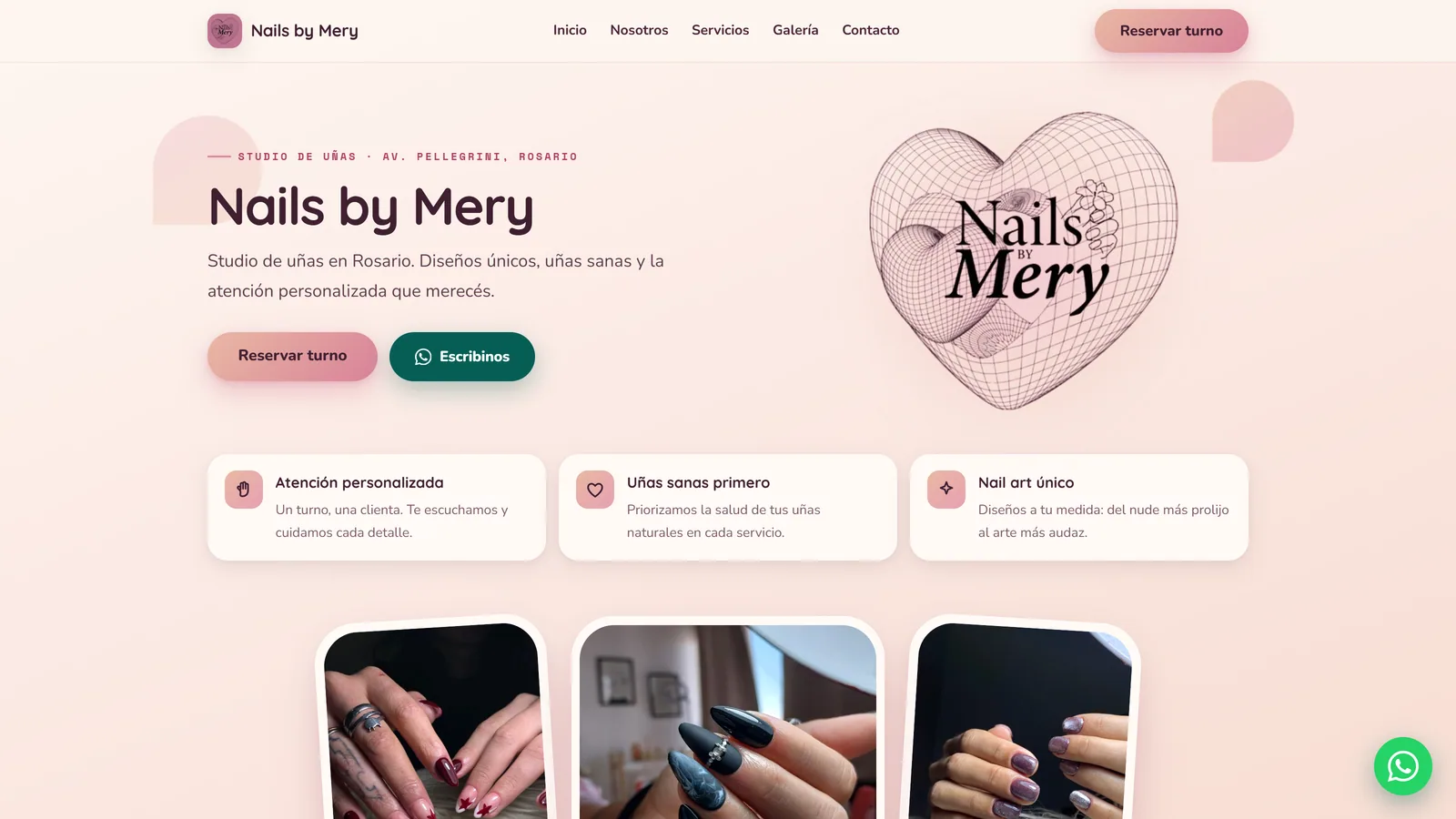 Captura del sitio de Nails by Mery