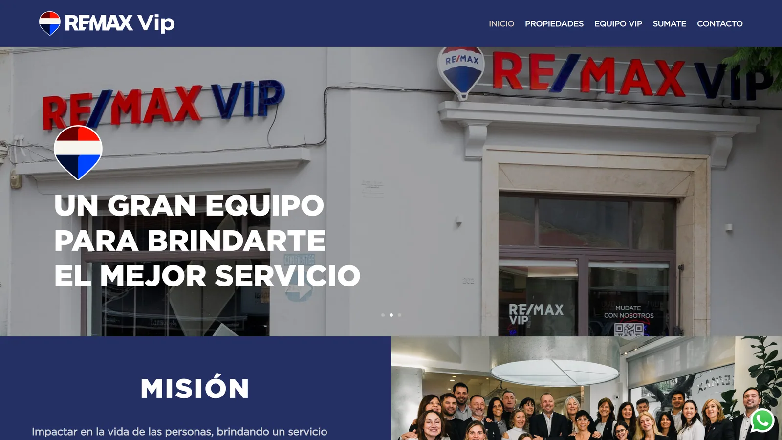 Captura del sitio de RE/MAX VIP